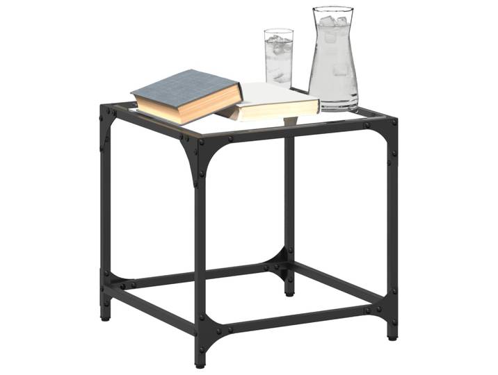 vidaXL Couchtisch mit Glasplatte Transparent 40x40x40 cm Stahl