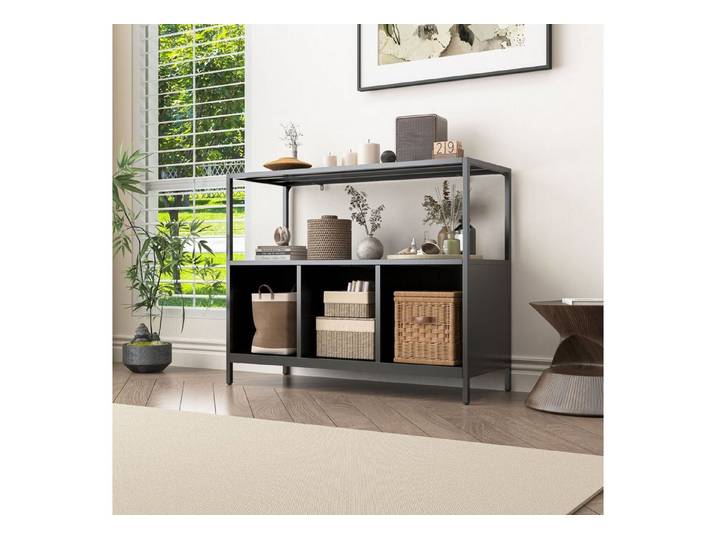 Coemo Sideboard CHICAGO, Schwarz Sideboard Kommode Wohnzimmer modernes Regal Metall Highboard
