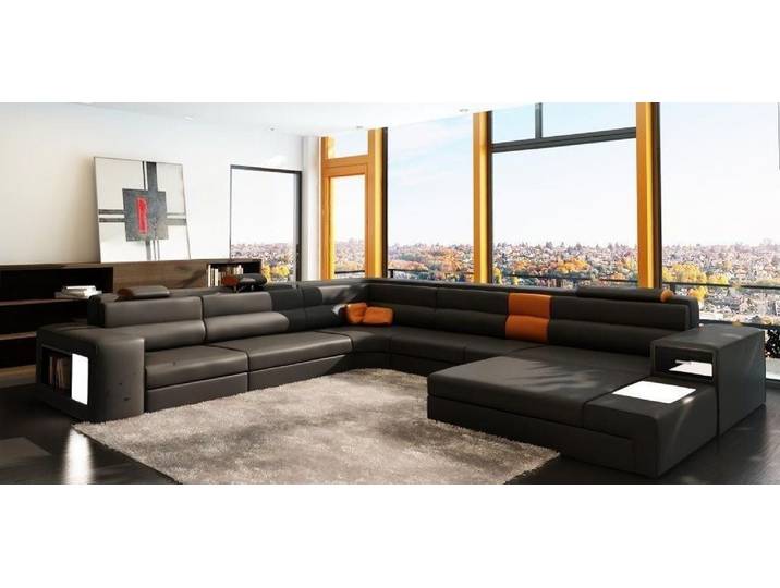 Xlmoebel Wohnlandschaft Ecksofa Landau SO aus Leder/Textil mit modernem Design und Muster