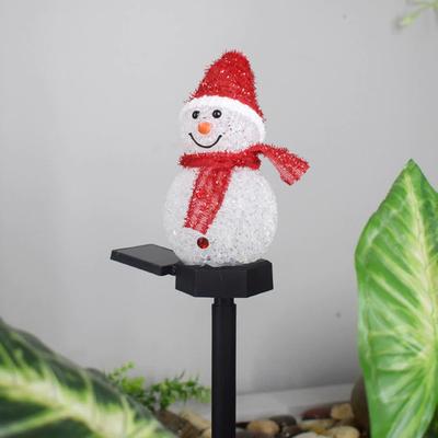 HomeDecorAndMore LLC Outdoor Solar Snowman Decoration Lights Red