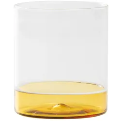 Zafferano Filo Bianco 4er-Set Trinkgläser aus mundgeblasenem Borosilikatglas, Incalmo-Technik, transparent und goldgelb, handgefertigtes Design