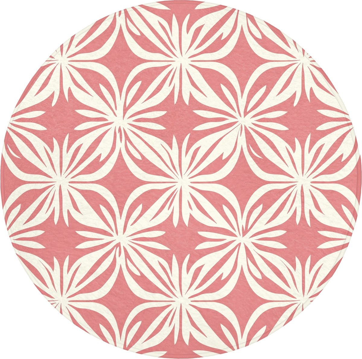 OnlyWow Ronde badmat met bloemenmotief - Roze/Wit - Antislip - Diameter: 70 cm