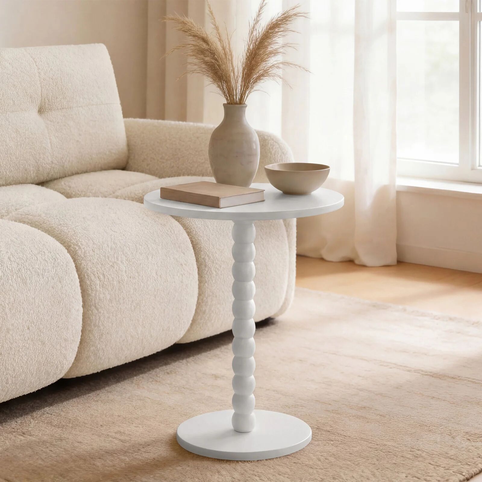 garneroarredamenti Tavolino da salotto 35x35cm rotondo bianco Loke