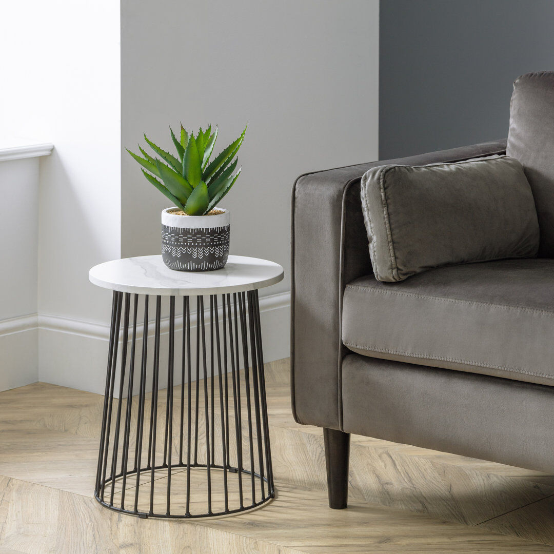 Ebern Designs Labuguen Pedestal Round Side Table White 46cm H X 40cm W X 40cm D