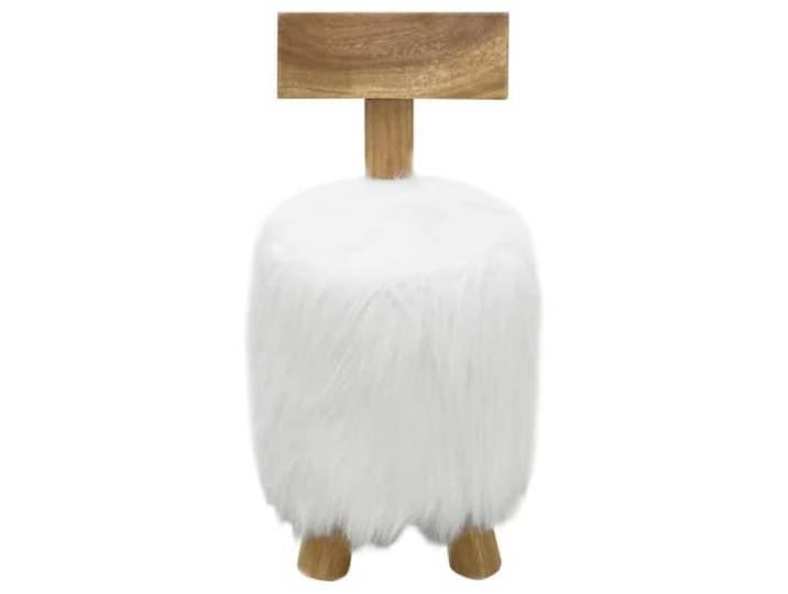 Hocker Weiß aus Massivholz Teakholz mit Rückenlehne und Schaumstoffsitz Ziegenleder, Schaumstoffsitz, Teakbeine, Suarholz, stabile Konstruktion, einfache Montage