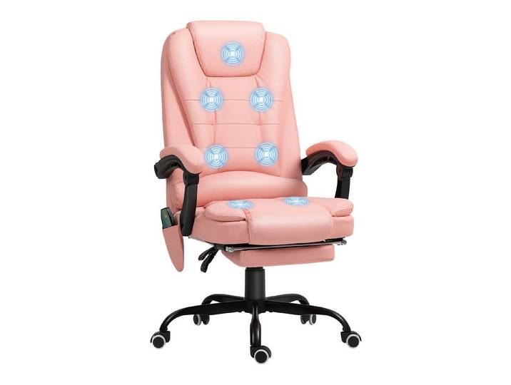 FELIXLEO Bürostuhl Massage Bürostuhl 7 Vibrationspunkte Fußstütze Lehne 120 kg Rosa (1 St)