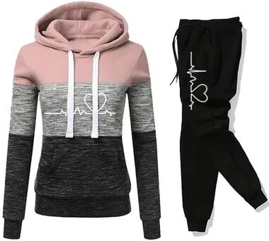 Retailers Go Versatile Casual Women Tracksuit, Sweatshirt Hooded Pullover, Sweatpant Color Block Jogging Outfits, Sport Trousers pinkw s
