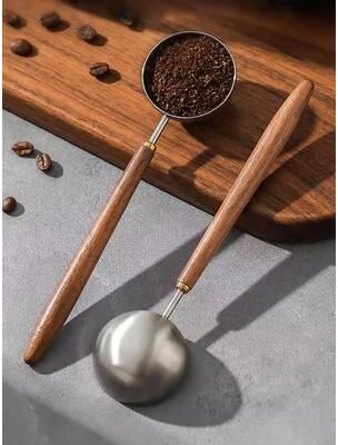 Perfect Picks Market Vintage Walnut Wood Handle Coffee Spoon, Stainless Steel Tea & Seasoning Scoop s
