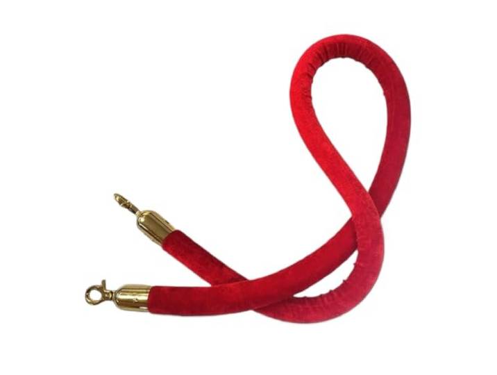 Rotes Samt-Absperrseil mit goldenen Haken, 8 Längen, 60–300 cm 32 mm rotes Samt-Absperrseil für Hotels, Theater, Hochzeiten, VIP-Eingänge, Ausstellungen und Events am roten Teppich