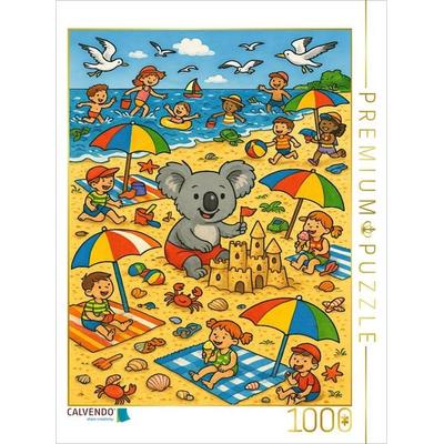 CALVENDO Puzzle Koala im Sommer, Sonne, Strand und Sandburgen | 1000 Teile Lege-Größe 64x48cm Foto-Puzzle für glückliche Stunden