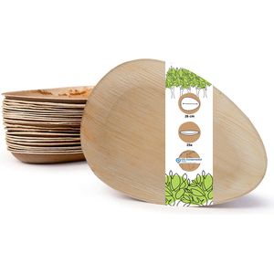 Biozoyg Einwegteller Tropfenform, Palmblatt, natur, 26 cm, 25 Stück