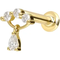 14 Karat Gold Labret mit Innengewinde MOISSANIT-BOGEN + MOISSANIT-TROPFEN
