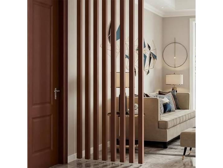 Wandteiler aus Holz zur Raumtrennung von der Decke for Boden, Sichtschutzpfosten aus Holzlatten, Raumteiler-Trennsäule(10 Root,185cm/73in/6ft)