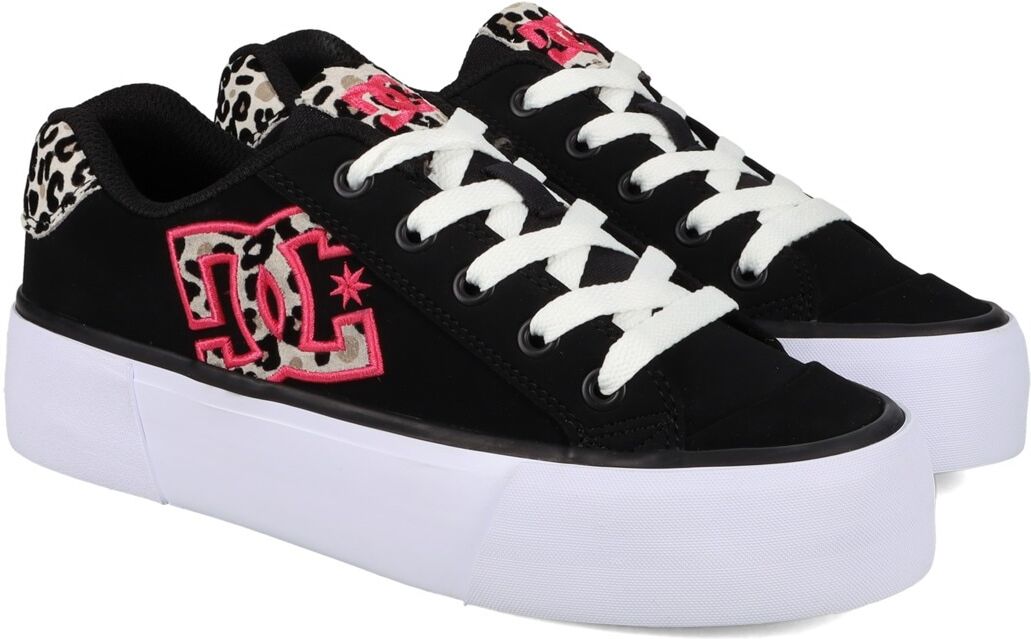 Sneaker DC SHOES "Chelsea Platform", Damen, Gr. 5(36), schwarz (schwarz, crazy pink print), Obermaterial:55.1% Leder, 44.9% Synthetikmaterial., Schuhe Sneaker