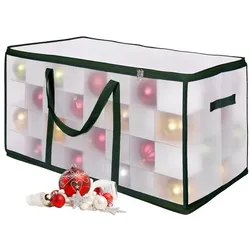 Relaxdays Weihnachtskugel Aufbewahrungsbox Grün,Transparent