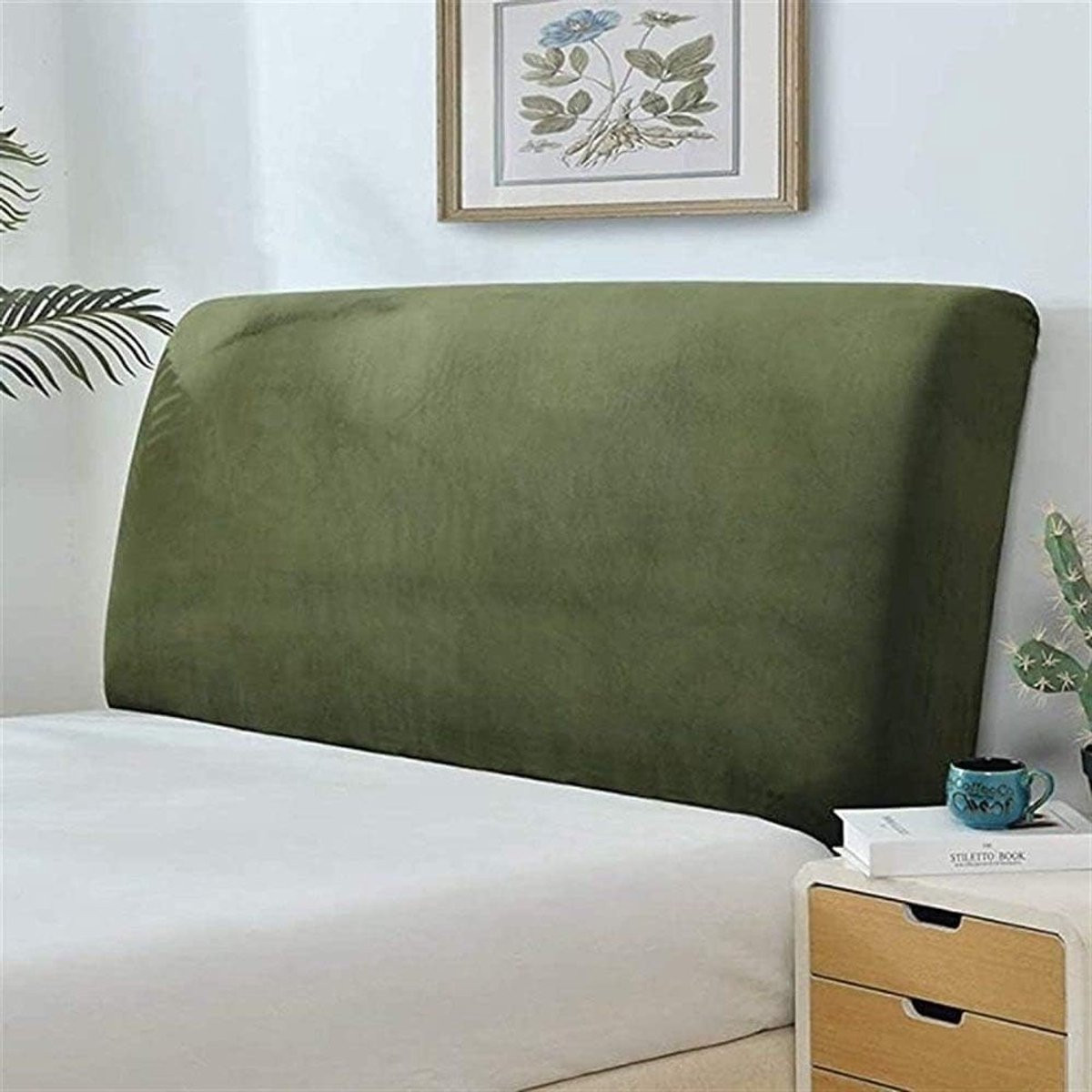 Fluwelen stretch bedhoofdeindehoes voor eenpersoons-, kingsize- en tweepersoonsbedden - Stofdichte rugleuning decoratie