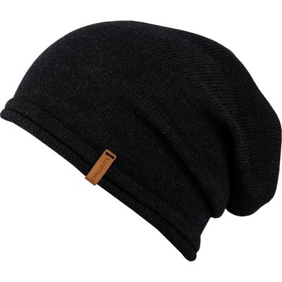 Beanie CHILLOUTS "Leicester Hat", Herren, schwarz, Feinstrick, Wollmischung, unifarben, Mützen Beanie, Feinstrick, aus Merinowolle mit weicher Haptik
