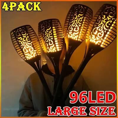 Inspired Living Solar Flame 96 LED Outdoor Torch Lights (Solar Flickering Torch Pathway Yard) 1pc