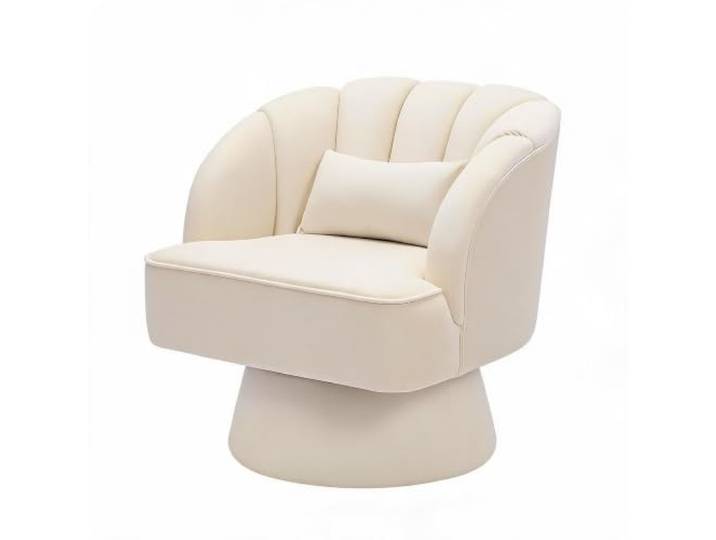 360° Drehbarer Barrel-Sessel – Moderner Lounge Einzelstuhl mit Armlehnen, gestreifter Rückenlehne und komfortabler Polsterung – Eleganter Akzentstuhl für Wohnzimmer, Schlafzimmer oder Schminkecke –