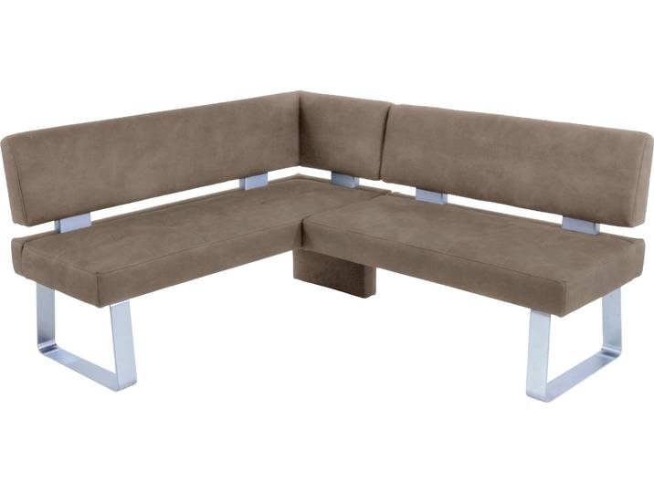 Eckbank K+W KOMFORT & WOHNEN Santos II Esszimmerbank , beige (sand), B:157cm H:87cm T:180cm, 100% Polyester, Sitzbänke, Eckbank, gepolstert, Eckbank, wahlweise langer Schenkel 180cm rechts oder links