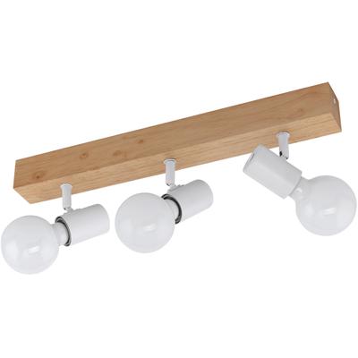 EGLO Deckenspot "TOWNSHEND 3", braun (weiß, holzfarben), 3, Leuchten, Spot, Wohnzimmerlampe, Flur, L48 x B5 cm, 3X60W exkl., Deckenspot