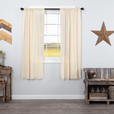 VHC Brands Tobacco Cloth Fringed Short Panel - Short Panel 63x36 - Short Panel 63x36
