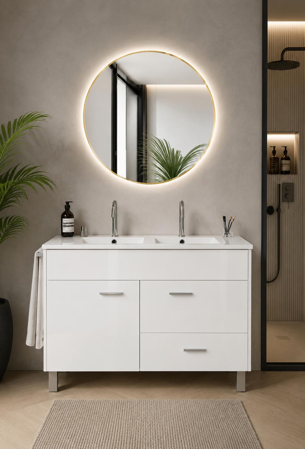 ORIGEN BATH SAMOS Badmöbel mit Doppelwaschbecken 120x45 cm, Weiß