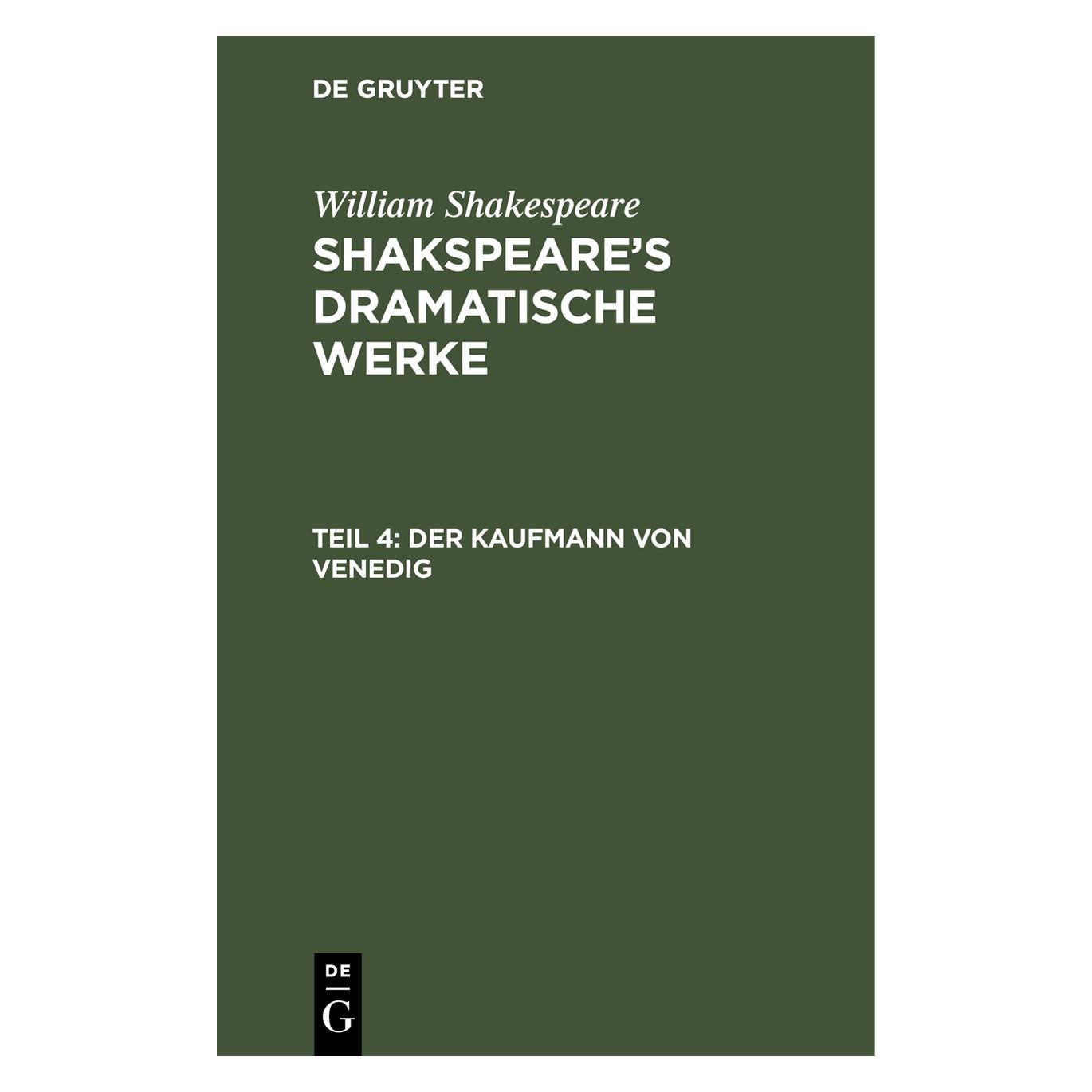 De Gruyter Shakespeare:Der Kaufmann von Venedig (Deutsch, Hardcover, William Shakespeare) (67769643)