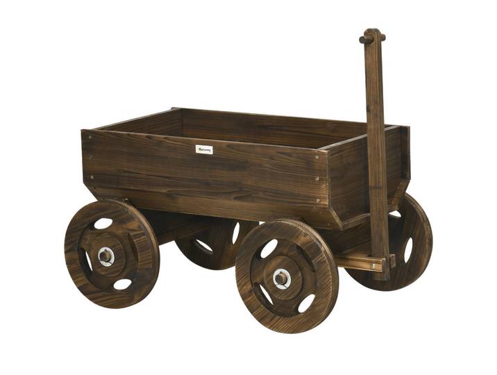 Outsunny Hochbeet, Tannenholz, Verkohlt, Braun, Holz, 53x58x127 cm, Gartenzubehör, Hochbeete