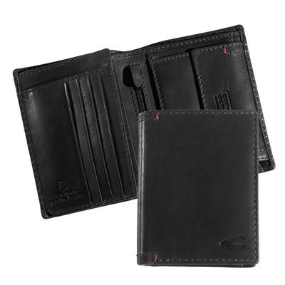 Geldbörse CAMEL ACTIVE "Salamanca", Herren, schwarz, Leder, clean, gepflegt, unifarben mit Farbeinsatz, Kleinlederwaren, Geldbeutel, Portemonnaie mit kontrastreichem Handstich-Detail