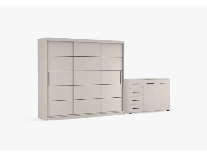 Schwebetürenschrank und Kommode 2er-Set ALBA II K/FRIDA 01 KK Kaschmir Kaschmir