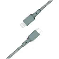 Bigben Cotton Cable USB-C Lightning 2m Nightgreen MFI (2 m, USB 2.0, 12 W), USB Kabel