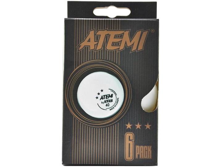 Atemi tafeltennisballen wit 3 ster - 6 stuks - professionele kwaliteit.