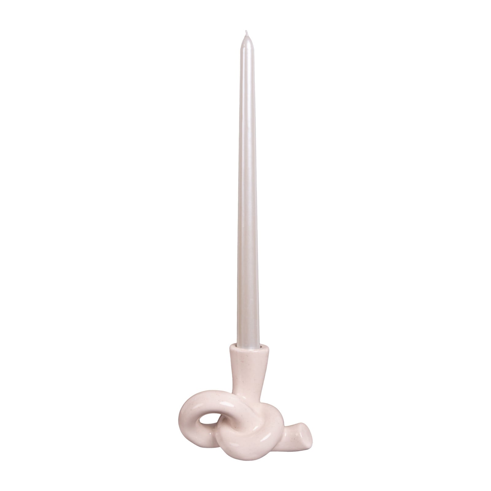QUVIO Kaarsenhouder Knot - Keramiek - Beige