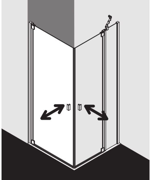 Kermi Raya Eckeinstieg Pendeltüren RA1EL07520VPK 75x200cm, ESG klar KermiClean, linkes Halbteil