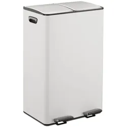 Relaxdays Mülleimer Küche 2x 30 Liter Weiß,Silber