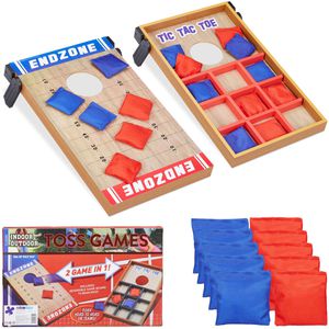 Relaxdays Wurfspiel 2-in-1 Cornhole & Tic Tac Toe, ab 3 Jahre, Spielbrett & 10 Bean Bags, ab 2 Spieler