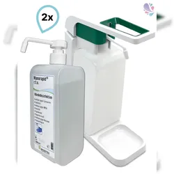SET: Blanc Hygienic Hebelspender 1.000ml + 2x 1 Liter Haut- und Händedesinfektion mit vormontierter Pumpe