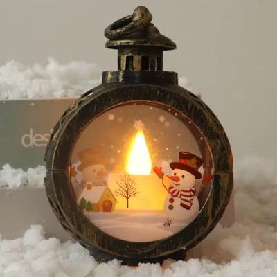 Inspired Finds LED Christmas Wind Light Lantern Round Merry Christmas Home Decoration snowman Scene Lantern
