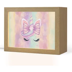 NACHTTISCHLAMPE Einhorn - Glitzer - Regenbogen - Pastell 20x15 cm