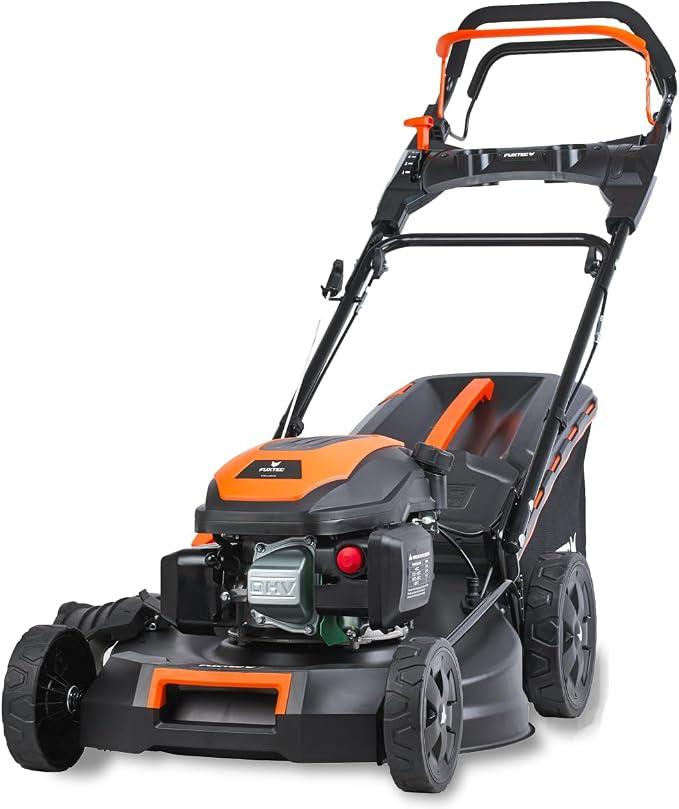 Benzin Rasenmäher FX-RM5170PRO mit flexiblem Antrieb, Seilzugstarter Gartenmäher, 51 cm Schnittbreite, 4-Takt Mäher, kugelgelagerte Big Wheel Räder, 60L Grasfangkorb