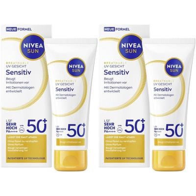 Nivea SUN Breathable UV Gesicht Sensitiv LSF 50+ 40ml x2 2x40 ml