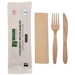 MOOM TABLEWARE Besteckset 3 in 1 Gabel Messer Serviette Made in France