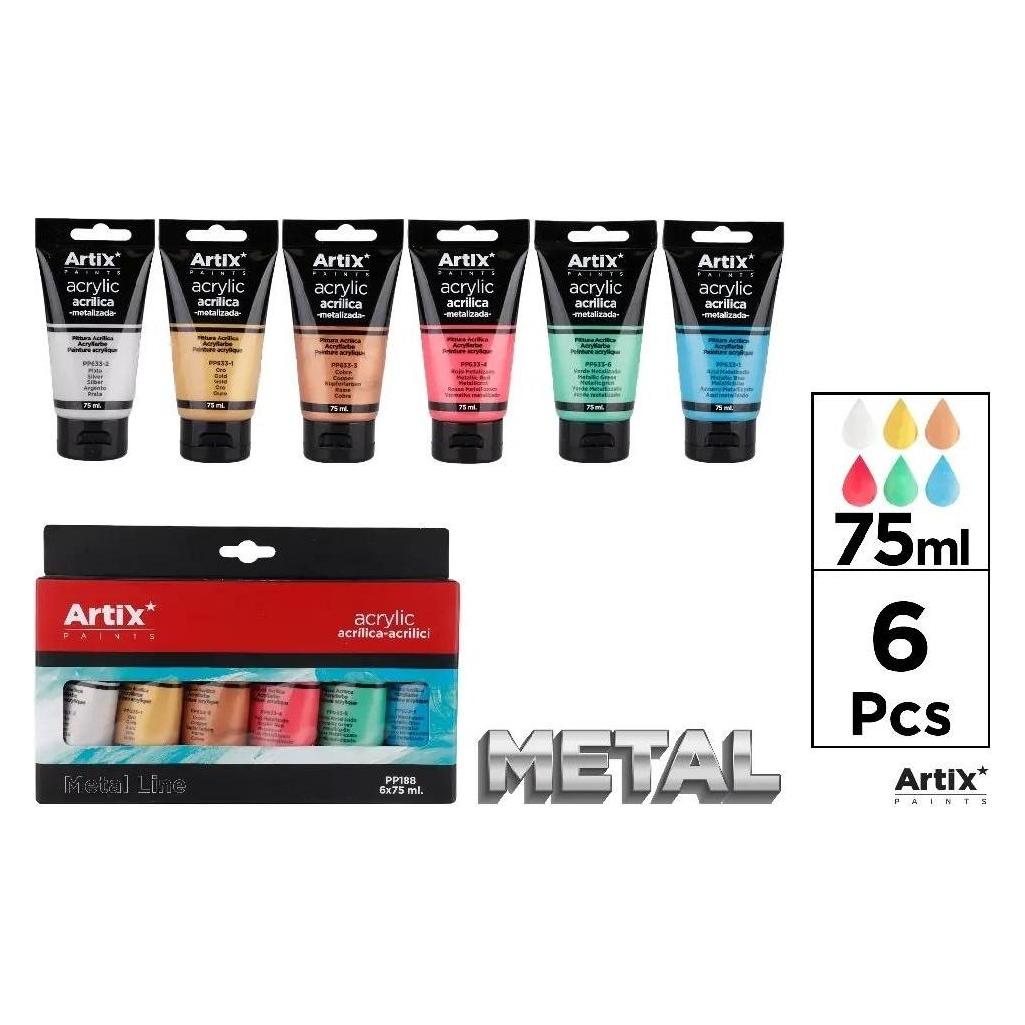 Artix Acryl-Metallfarbe 75 ml, 6 Farben (75 ml) (58224725)
