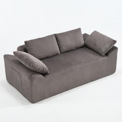 MODFU Bodensofa Stoff Braun/Grau mit Memory-Schaum und Seitentaschen