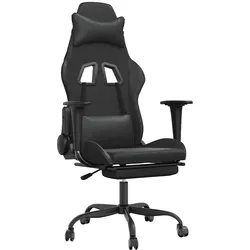 vidaXL Gaming-Stuhl mit Massage & Fußstütze Schwarz Kunstleder