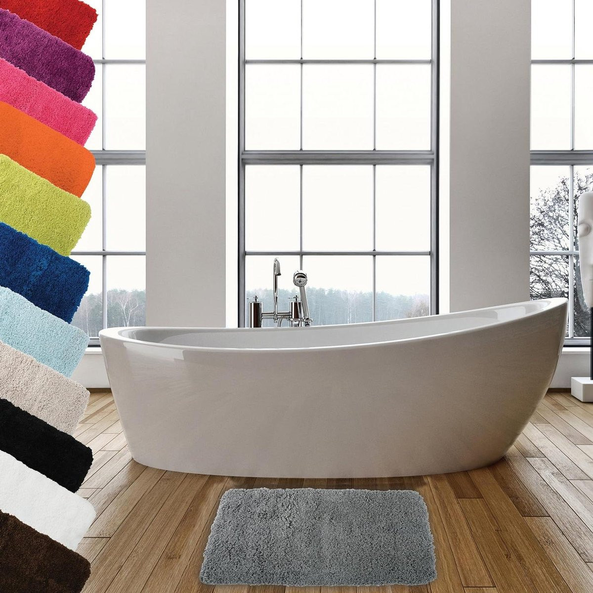 Grijs Badmat van zachte microfiber - 70 x 50 cm