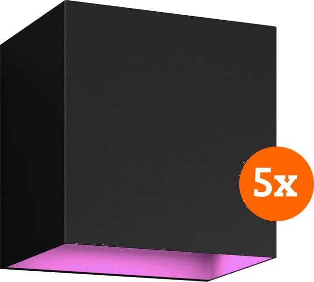 Philips Hue Resonate Downward LED Wandlamp zwart 5-pack