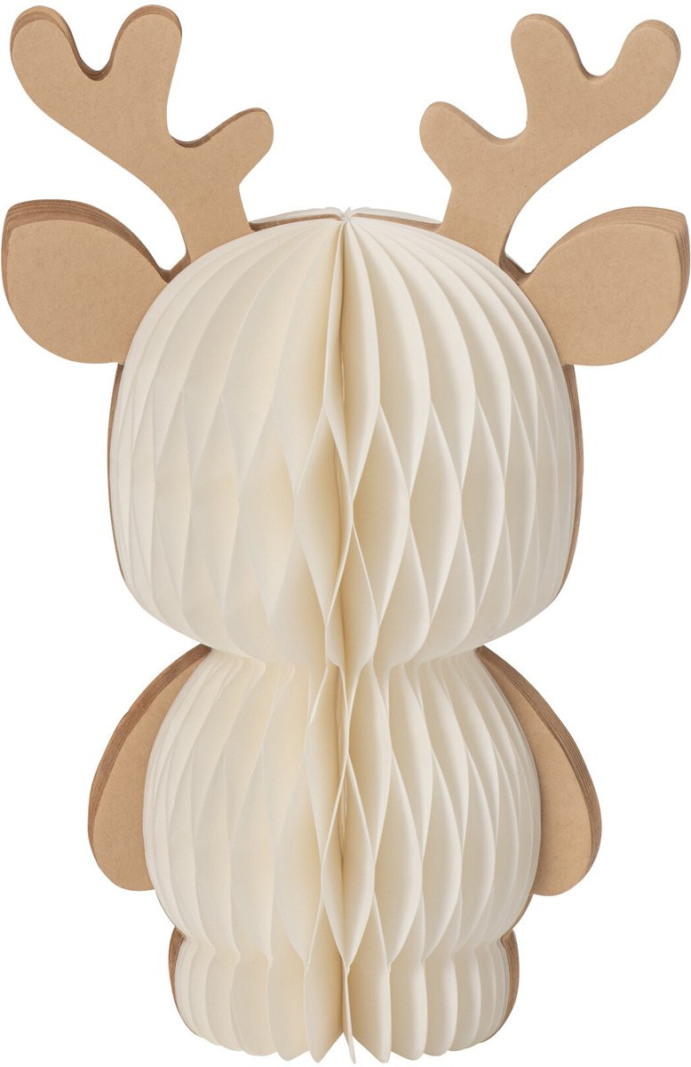 J-Line Decoratie Rendier - Wit/Camel - Medium