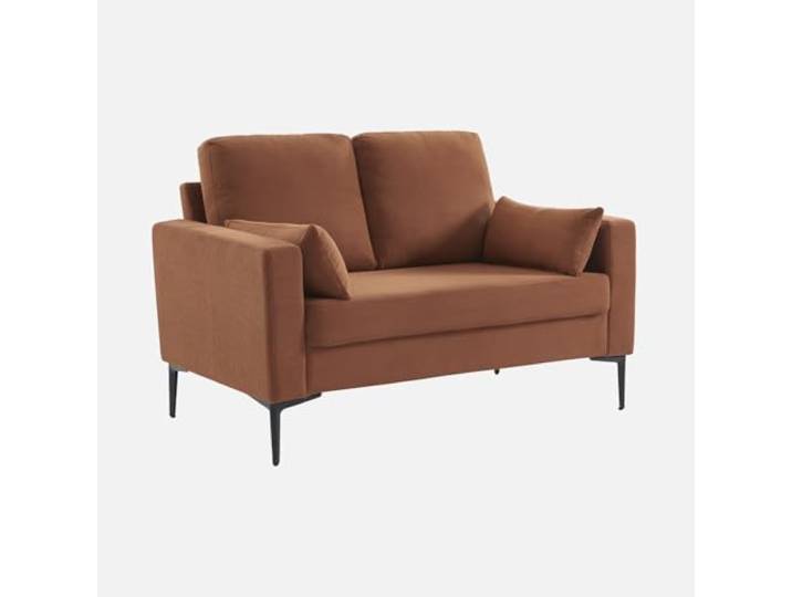 Sofa mit terrakotta Cordbezug - Bjorn - Fixes 2-Sitzer-Sofa, gerade, Metallfüße